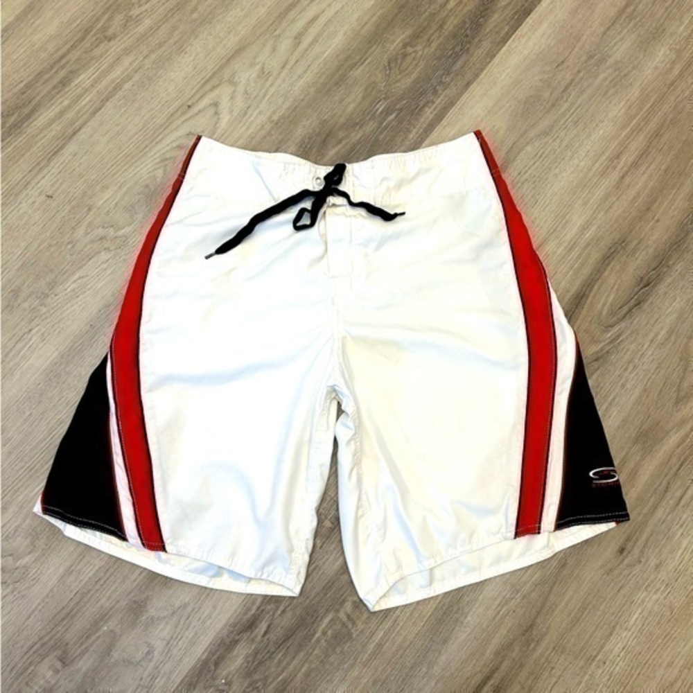 BYOB Storm technology men’s swimsuit swim trunks board shorts. Drawstring waist.